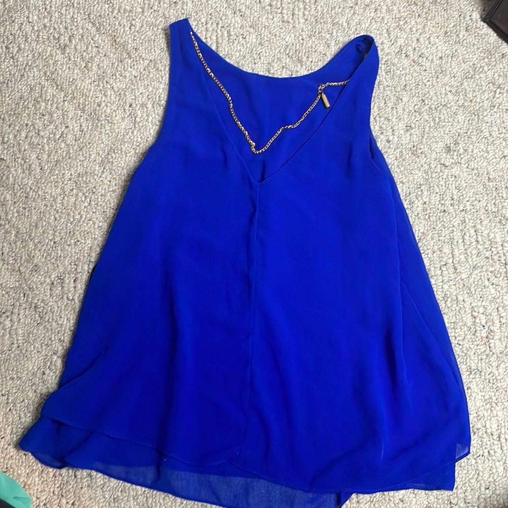 EM blue sheer tank top